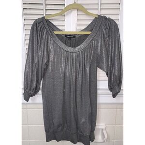 Karen Kane Silver Shimmer Bubble Dress Y2K